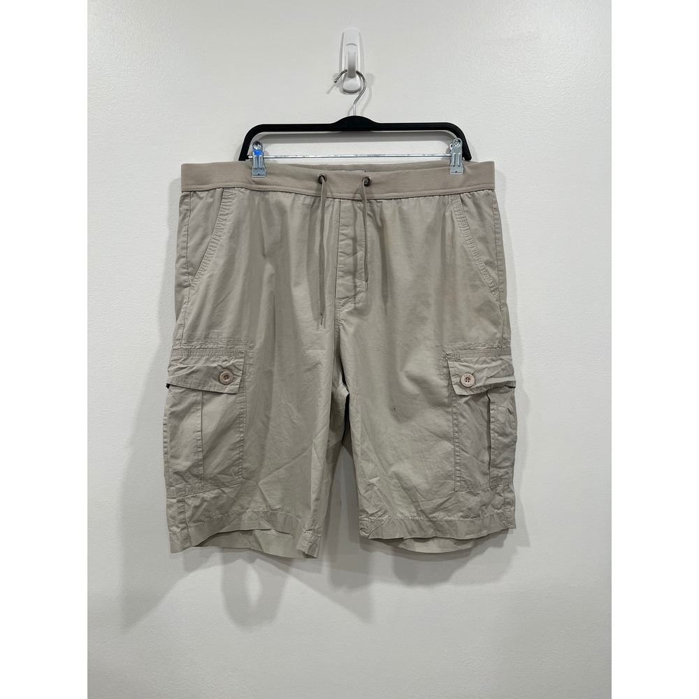 PD&C Cargo Shorts Mens 38 Tan Good Cotton Drawstring Utility Casual